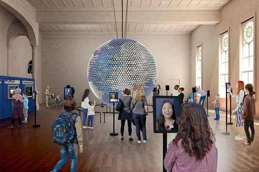 A chandelier with 5000 LED lights will challenge visitors with word games incorporating language from dozens of locale and cultures ©Planet Word