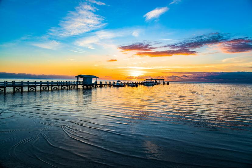 Pier on Islamorada in the Florida Keys during sunrise.