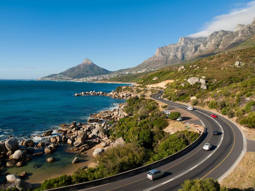 The 'Garden Route' coastal road near the Twelve Apostles and heading towards Table Mountain.