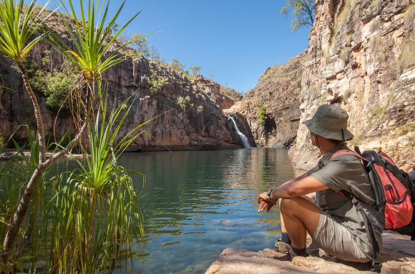 Rock pool at the Barramundi falls, Kakadu National Park, Northern Territory, Australia, one of the crocodile fre lakes in this area, where swimming is possible; Shutterstock ID 1112732693; your: Ben Buckner; gl: 65050; netsuite: Client Services; full: Northern Territory_Surprise