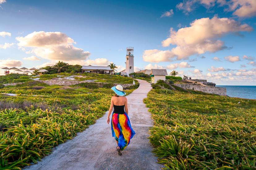 Woman walking in Punta Sur, Isla Mujeres, Mexico