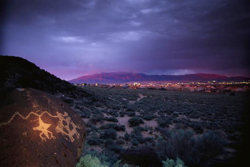 Dusk over Petroglyph National Monument in New Mexico.