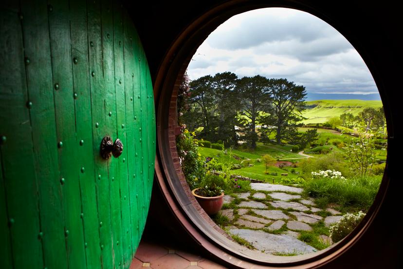 Interior of Bilbo and Frodo Baggins house on Lord of the Rings film set.