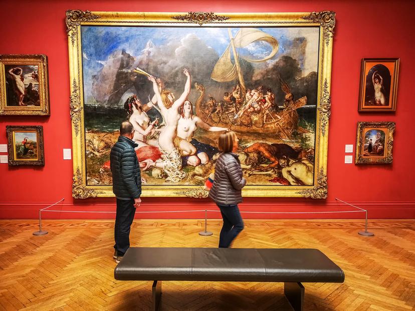 MANCHESTER, UK - FEBRUARY, 1, 2019: The interior of the famous Manchester art gallery during visiting hours; Shutterstock ID 1305544687; your: Brian Healy; gl: 65050; netsuite: Lonely Planet Online Editorial; full: Free things in Manchester