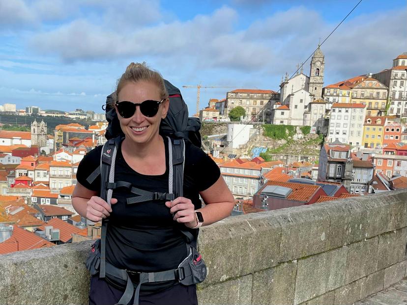Melissa Yeager starting the Portuguese Way of the Camino de Santiago.