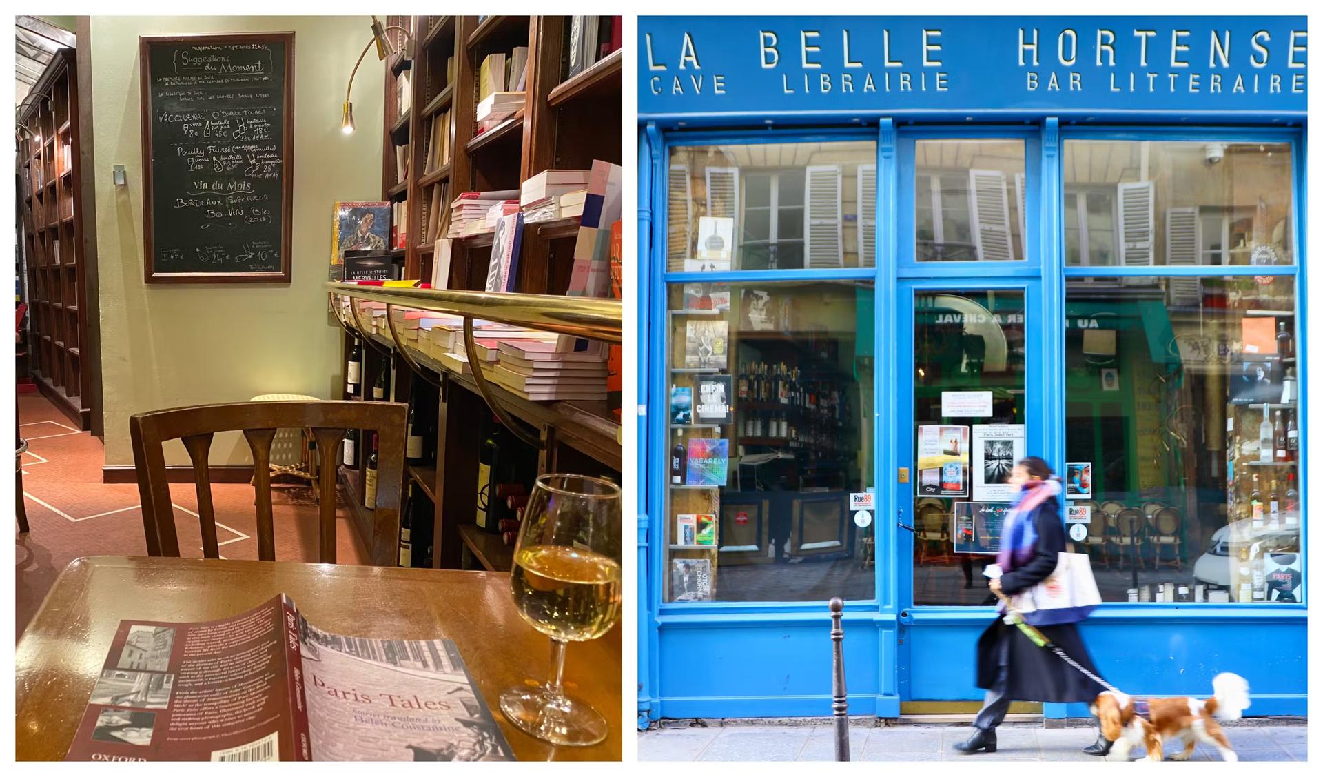 Reading in La Belle Hortense with a glass of wine