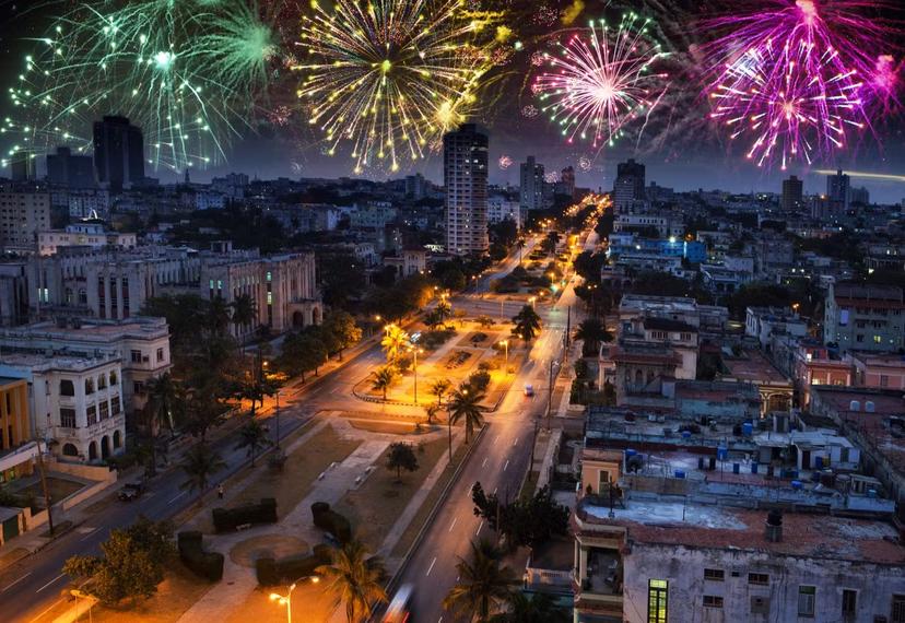 Fireworks explode over the city skyline in Havana Shutterstock