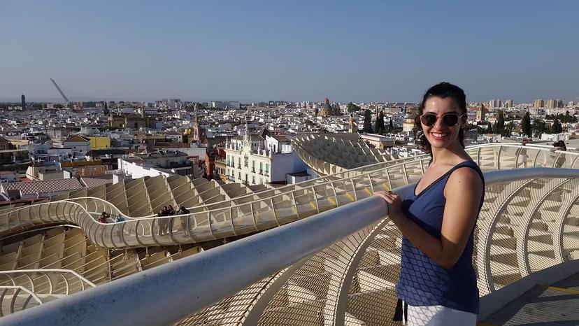 Caterina enjoying the view at Seville's Metropol Parasol © Alisha Vasudevan